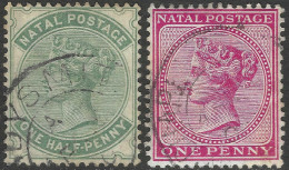 Natal. 1882-89 QV. ½d, 1d Used. Crown CA Watermark SG 97a, 99. M5150 - Natal (1857-1909)