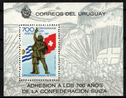 1991 Uruguay Swiss Confederation Dad And Son Liberty Souvenir Sheet #1387 ** MNH - Uruguay