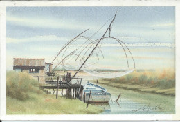 [85] Vendée  Etier à  Noirmoutier Aquarelle  De Jean Michel Seillier - Ile De Noirmoutier