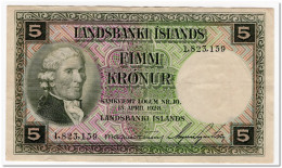 ICELAND,5 KRONUR,L.1928 (1948-56),P.32a,VF - Islande