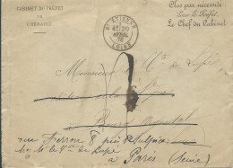 FRANCE LETTRE A ENTETE PREFET HERAULT POUR BOURG ARGENTAL ( LOIRE ) REDIRIGEE PARIS DE 1878 LETTRE COVER - Civil Frank Covers