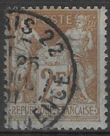 France - N° 105 Type Sage  2Fr Bistre Sur Azuré C.55 - 1876-1898 Sage (Type II)