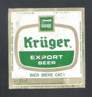 BROUWERIJ INTERBREW - BRUSSELS - KRÜGER EXPORT BEER   - 33 CL -  BIERETIKET  (BE 530) - Bière