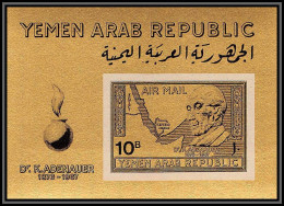 Nord Yemen YAR - 3986/ Bloc N°67 Non émis 10B NOT 15B Adenauer OR Gold Stamps 1968 Neuf ** MNH RR - Jemen