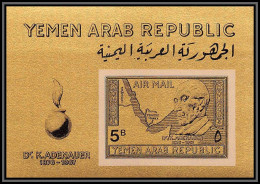 Nord Yemen YAR - 3985/ Bloc N°67 Non émis 5B NOT 15B Adenauer OR Gold Stamps 1968 Neuf ** MNH COTE ++ 35 - Jemen