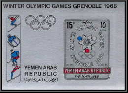 Nord Yemen YAR - 3980 Bloc 61 B Jeux Olympiques Olympic Games Grenoble 1968 Silver Argent Neuf ** MNH Non Dentelé Imperf - Hiver 1968: Grenoble