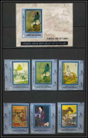 Nord Yemen YAR - 3666a N°1343/1349 B + Bloc 159 Famous Art Of China Tableaux Chinese Paintings ** MNH Non Dentelé Imperf - Yémen