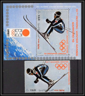 Nord Yemen YAR - 3620b Bloc N°172 + N°1455 Ski Downhill Skiing Jeux Olympiques Olympic Games Sapporo 1972 ** MNH Cote 24 - Hiver 1972: Sapporo