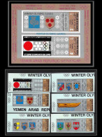 Nord Yemen YAR - 3613z 826/832 B Bloc 84 Grenoble 1968 Non Dentelé Imperf Cobalt Jeux Olympiques Olympic Games ** MNH  - Yémen