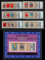 Nord Yemen YAR - 3607d N°839/844 B + Bloc 84 Cobalt Jeux Olympiques Olympic Games Mexico 1968 ** MNH Non Dentelé Imperf - Sommer 1968: Mexico