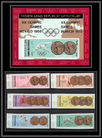 Nord Yemen YAR - 3598z N° 803/808 B Bloc 79 Cobalt Jeux Olympiques Mexico Olympic Games 1968 ** MNH Non Dentelé Imperf - Sommer 1968: Mexico