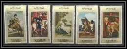 Nord Yemen YAR - 3577 N°751/755 Gold Chevaux Horse ** MNH Tableau (Painting) Velazquez Gericault Ucello - Other & Unclassified