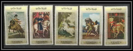 Nord Yemen YAR - 3577 N°751/755 Gold Chevaux Horse ** MNH Tableau (Painting) Velazquez Gericault Ucello - Yemen