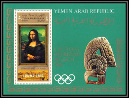 Nord Yemen YAR - 3523/ Bloc N°93 A Da Vinci Mona Lisa Joconde Tableaux Paintings Olympic Games 1968 COTE 22 EUROS - Andere & Zonder Classificatie
