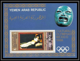 Nord Yemen YAR - 3511 Bloc N°97 Clothed Maya Goya Jeux Olympiques Olympic Games Mexico 1968 Tableaux Paintings Cote 22 - Ete 1968: Mexico