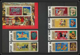 Nord Yemen YAR - 3505/ N° 777/782 + Bloc 76 Jeux Olympiques (olympic Games) Mexico 1968 Cote 20 ** MNH OR Gold Stamps - Ete 1968: Mexico