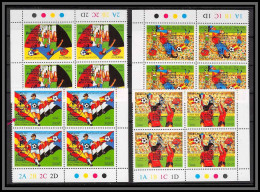 South Yemen PDR 6014b N°294/297 Football Overprint Winners World Cup 1982 Espana Soccer MNH Bloc 4 With Printing Mark - Yémen