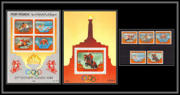 South Yemen PDR 6013 BF 21/22 + 351/355 Jumping Horse1984 ** MNH Jeux Olympiques Olympic Games Los Angelès Cote 72 Euros - Springreiten