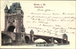CPA Worms Am Rhein, Straßenbrücke, Turm - Autres & Non Classés