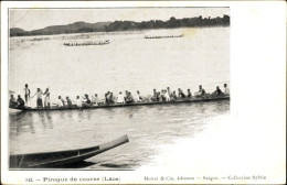 CPA Laos, Pirogue De Course, Laotische Ruderboote, Langboote - Autres & Non Classés