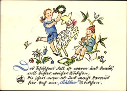 Artiste CPA Reklame Kübler Wolle, Schaf, Kinder - Werbepostkarten