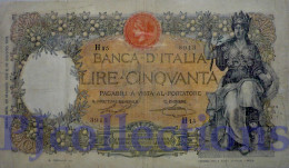 ITALIA - ITALY 50 LIRE 1916 PICK 43a F/VF W/PINHOLES RARE - 50 Lire