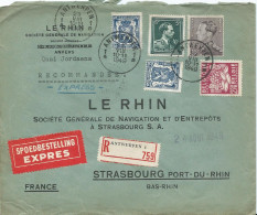 LETTRE  RECOMMANDEE EXPRES 1949 POUR LA FRANCE - Andere & Zonder Classificatie