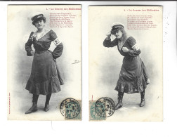 2 CPA  LA COURSE DES MIDINETTES  (meme Serie ) En 1904! - Femmes