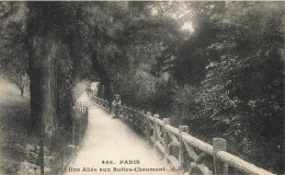 P6-75--PARIS- UNE ALLEE  AUX BUTTES -CHAUMONT  CP ANIMEE - Parks, Gardens
