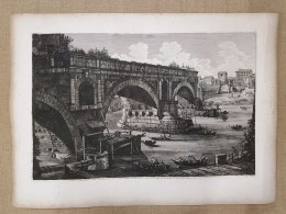 Roma Ponte Rotto Acquafote Di Luigi Rossini E Bartol. Pinelli Del 1822 Cm 75x55 - Vor 1900