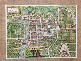 Pianta Della Città Di Trento Braun Civitas Orbis Terrarum Anno 1572 Ristampa - Cartes Géographiques