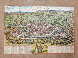 Pianta Della Città Di Roma Braun Civitas Orbis Terrarum Anno 1572 Ristampa - Carte Geographique