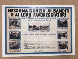 Manifesto Di Propaganda Fascista Partigiani Ristampa Di Storica Locandina 35x50 - Other & Unclassified