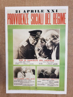 Manifesto Propaganda Fascista Previdenza Sociale Ristampa Di Locandina Cm 35x50 - Sonstige & Ohne Zuordnung