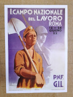 Manifesto Campo Nazionale Del Lavoro P.N.F. Ristampa Storica Locandina Cm 35x50 - Other & Unclassified