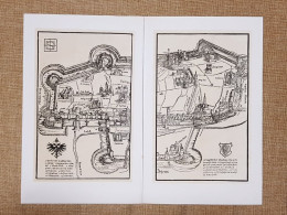 Veduta Della Città Di Augsbourg O Augusta Germania Sebast. Munster 1572 Ristampa - Carte Geographique