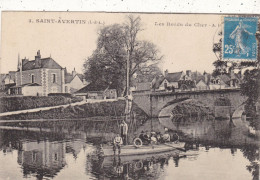 37. SAINT AVERTIN. CPA.  LES BORDS DU CHER. MARINE DU CHER. PROMENADE EN BATEAU. ATTELAGE SUR LE PONT. ANNEE 1922+ TEXTE - Saint-Avertin