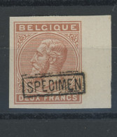 41.B. 2Fr Non émis ND Bord De Feuille DR.   Avec SPECIMEN.  Coté  180-€.  Léopold II Avec Colle Et * - Proeven & Herdruk