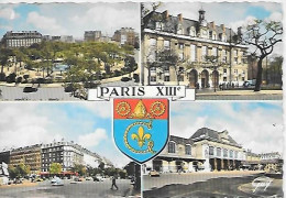 CPM Paris La Place D'Italie, La Mairie, Carrefour Des Gobelins-Arago-Saint-Marcel, La Gare D'Austerlitz - District 13