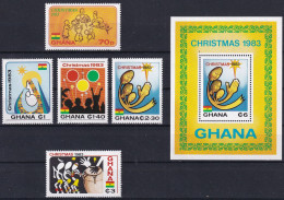 MiNr. 1007 - 1012 (Block 103) Ghana 1983, 28. Dez. Weihnachten - Postfrisch/**/MNH - Ghana (1957-...)
