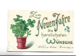 CPA ALLEMANDE(en Relief) FLEURS DANS VASE BONNE ANNEE En 1903! (voir Timbre) - Neujahr