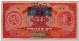 SLOVAKIA,500 KORUN,1939 (OLD 1929),SPECIMEN,P.2s,F-VF - Slovacchia