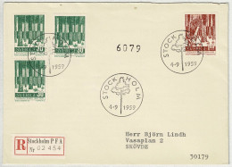 Schweden / Sverige 1959, Brief Einschreiben Ersttag Forstverwaltung Stockholm - Skövde, Hochwald, Baumfäller - Trees