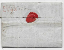 AISNE Lettre 1813 Marque Postale Département Conquis 131 / MUNSTER / LIPPE Verso DEB. 2 / LAON Rouge Rare Recto Et Verso - 1801-1848: Vorläufer XIX