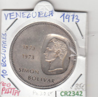 CR2342 MONEDA VENEZUELA 10 BOLIVARES 1973 PLATA MBC - Otros – América