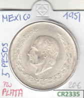 CR2335 MONEDA MEXICO 5 PESOS PLATA 1951 EBC - Altri – America