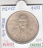 CR2334 MONEDA MEXICO 100 PESOS PLATA 1977 EBC - Other - America