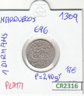 CR2316 MONEDA MARRUECOS 1 DIRHAM 1309 PLATA EBC - Autres - Afrique