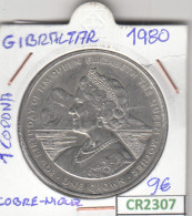 CR2307 MONEDA GIBRALTAR 1 CORONA 1980 CUPRO-NIQUEL EBC  - Other - Europe