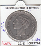 CRE3744 MONEDA ESPAÑA 5 PESETAS ALFONSO XII 1879 EMM PLATA MBC - Autres & Non Classés